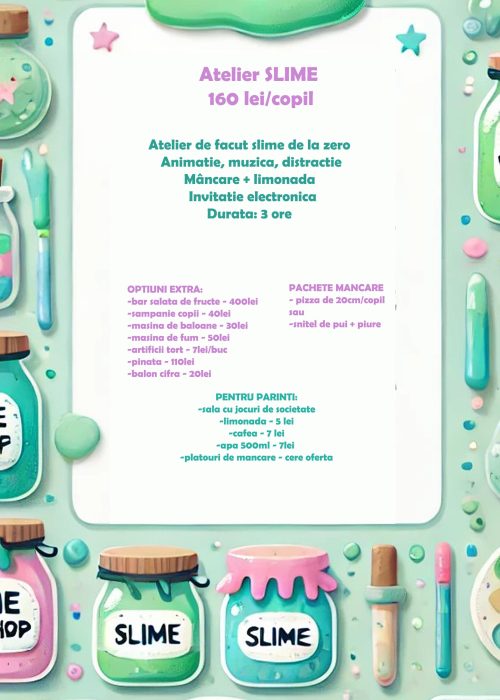 pachet zi de nastere copii fetita baiat happy party turnul artelor slime atelier
