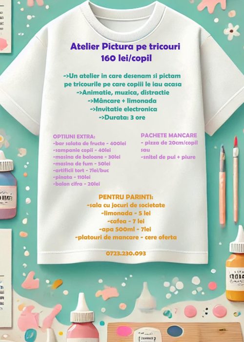 pachet zi de nastere copii fetita baiat happy party turnul artelor slime atelier tricou